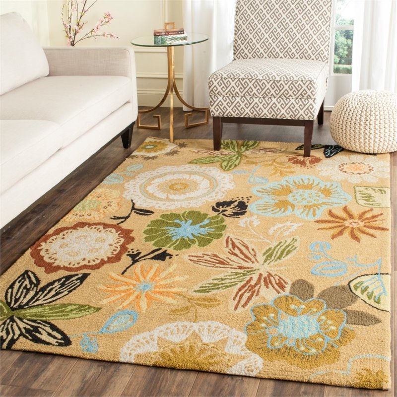 Safavieh Four Seasons 4' X 6' Hand Hooked Polyester Pile Rug in Taupe