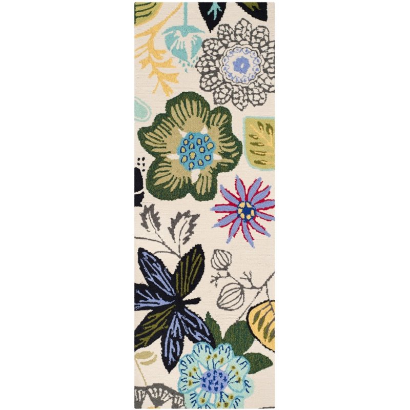 Safavieh Four Seasons 2' X 6' Hand Hooked Polyester Pile Rug in Ivory