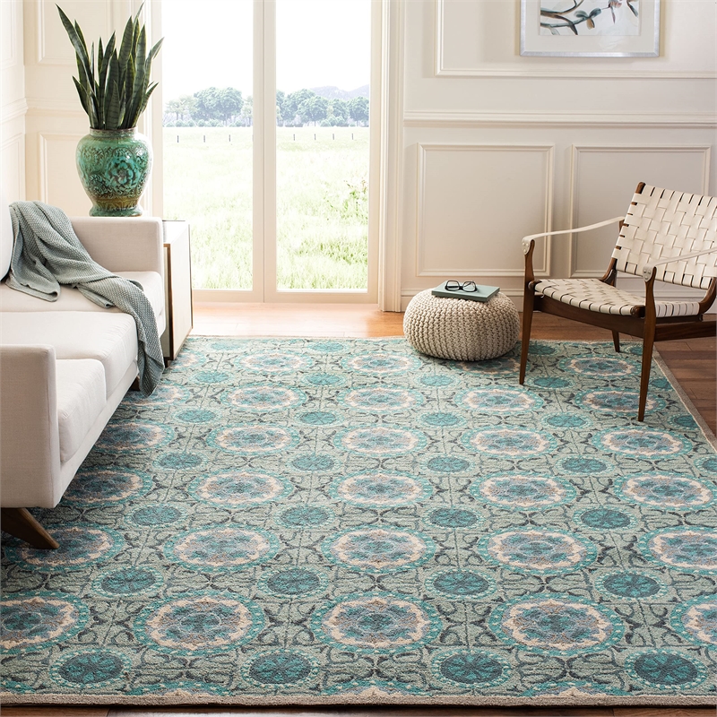 Safavieh Four Seasons 8' X 10' Hand Hooked Rug in Mint and Aqua