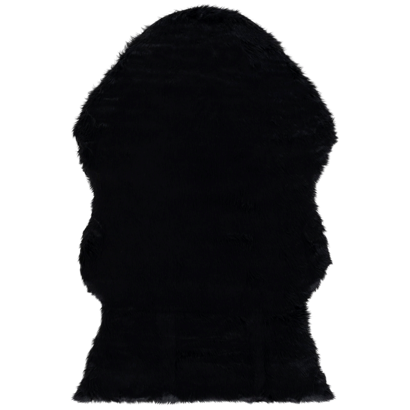 Safavieh Faux Sheep Skin 4' X 6' Power Loomed Acrylic Rug in Black