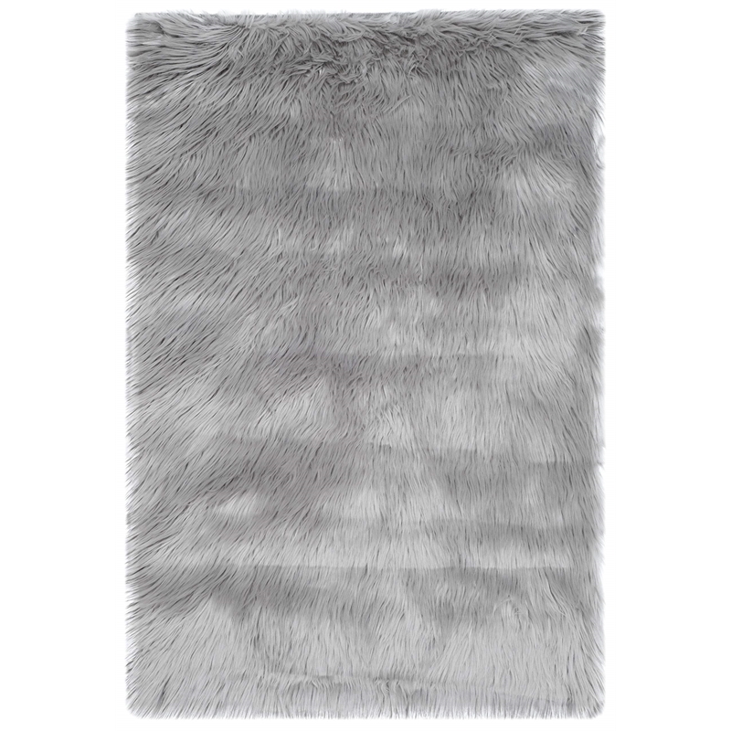 Safavieh Faux Sheep Skin 2' X 3' Power Loomed Acrylic Rug in Gray