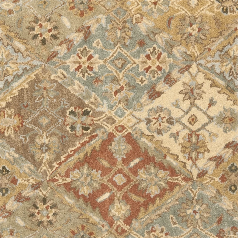 Safavieh Heritage 6' Square Hand Tufted Wool Rug in Green and Red