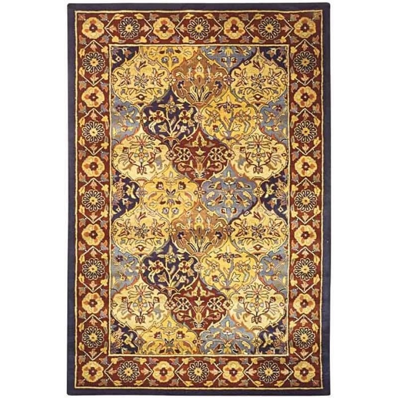 safavieh heritage 4'6&quot x 6'6&quot oval hand tufted wool rug in and navy