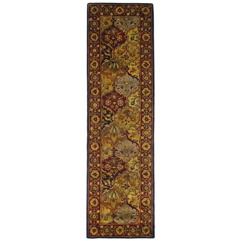 safavieh heritage 4'6&quot x 6'6&quot oval hand tufted wool rug in and navy