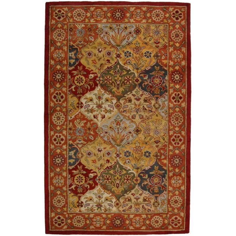Safavieh Heritage 4'6&quot X 6'6&quot Oval Hand Tufted Wool Rug in and Navy