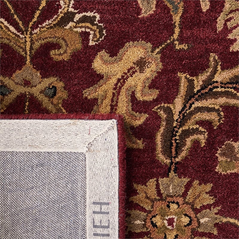 Safavieh Heritage 4' Square Hand Tufted Wool Rug in Red and Black