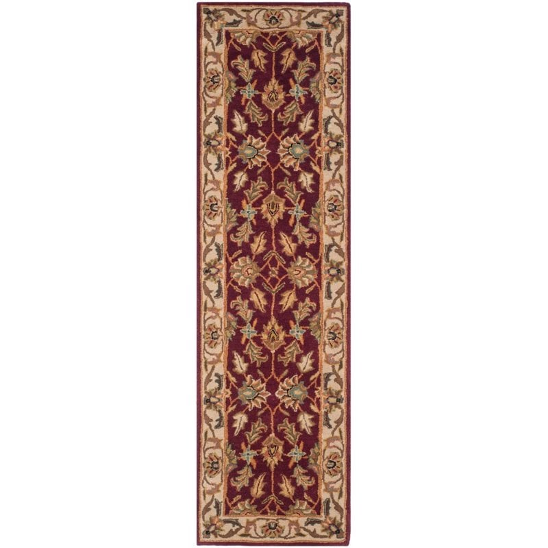 Safavieh Heritage 4' Square Hand Tufted Wool Rug in Red and Ivory