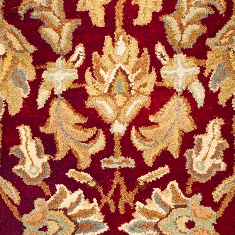 Safavieh Heritage 4' Square Hand Tufted Wool Rug in Red and Ivory