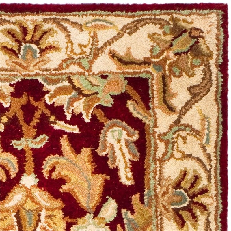 Safavieh Heritage 4' Square Hand Tufted Wool Rug in Red and Ivory