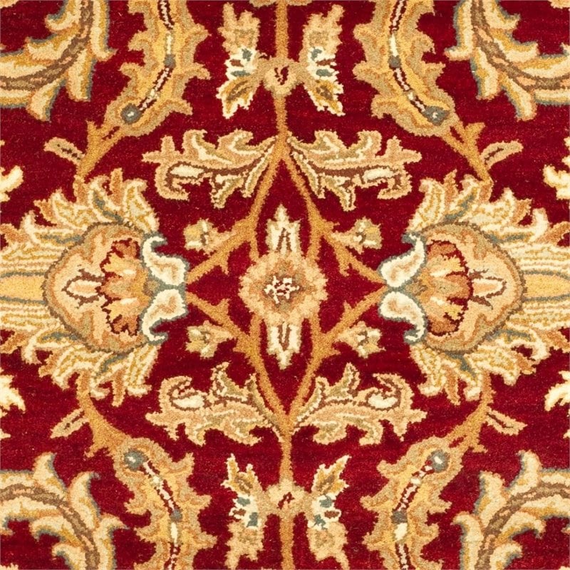 Safavieh Heritage 4' Square Hand Tufted Wool Rug in Red and Ivory