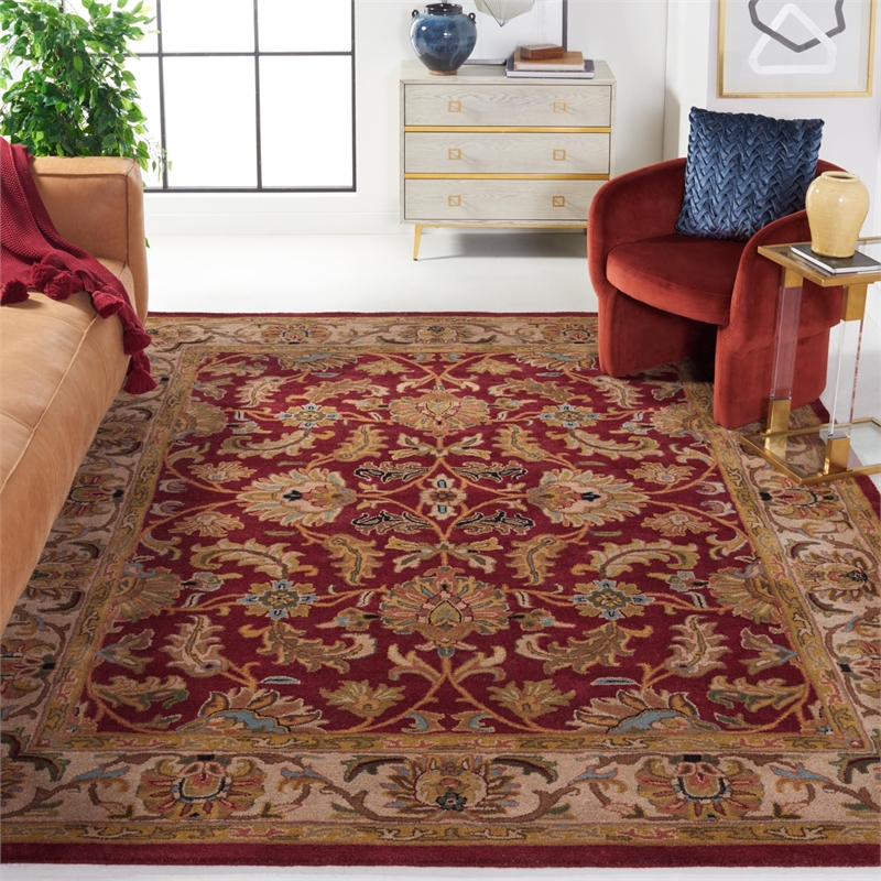 Safavieh Heritage 9' X 12' Hand Tufted Wool Pile Rug in Red and Ivory