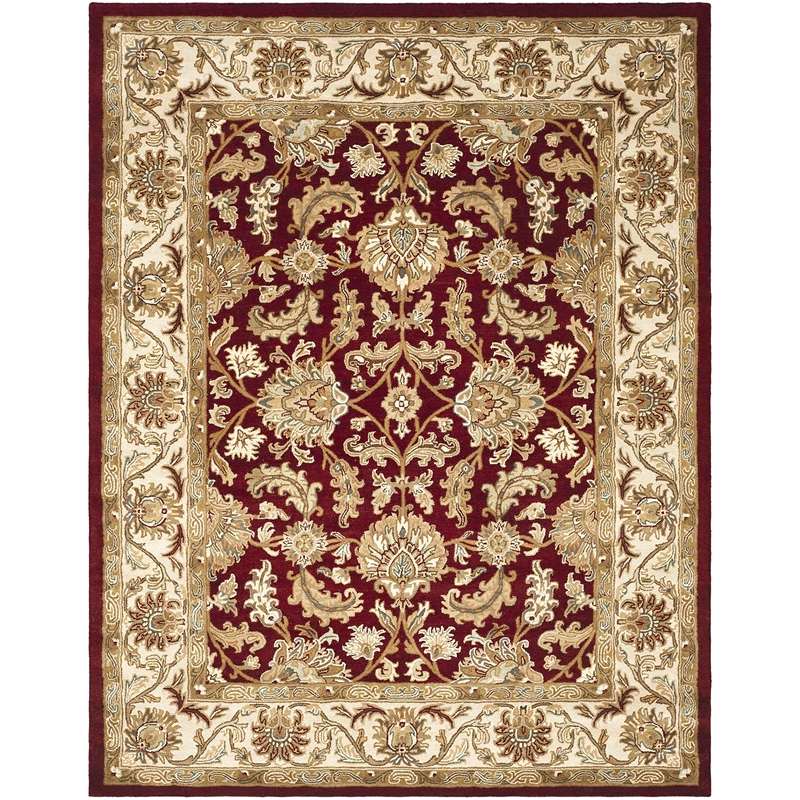 Safavieh Heritage 9' X 12' Hand Tufted Wool Pile Rug in Red and Ivory