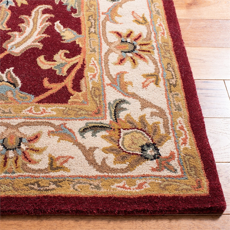 Safavieh Heritage 9' X 12' Hand Tufted Wool Pile Rug in Red and Ivory