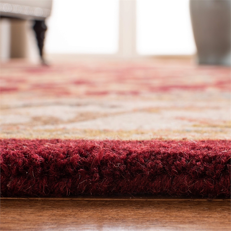 Safavieh Heritage 9' X 12' Hand Tufted Wool Pile Rug in Red and Ivory