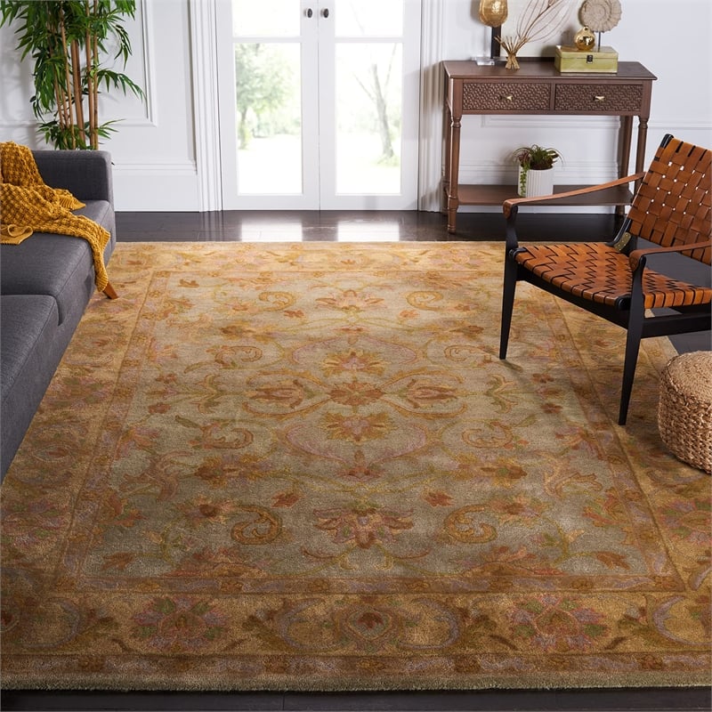 Safavieh Heritage 12' X 18' Hand Tufted Wool Rug in Blue and Beige
