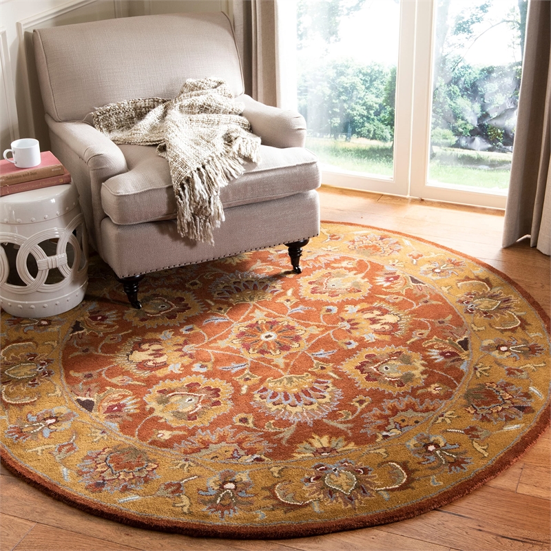 Safavieh Heritage 9' X 12' Hand Tufted Wool Rug in Red and Natural