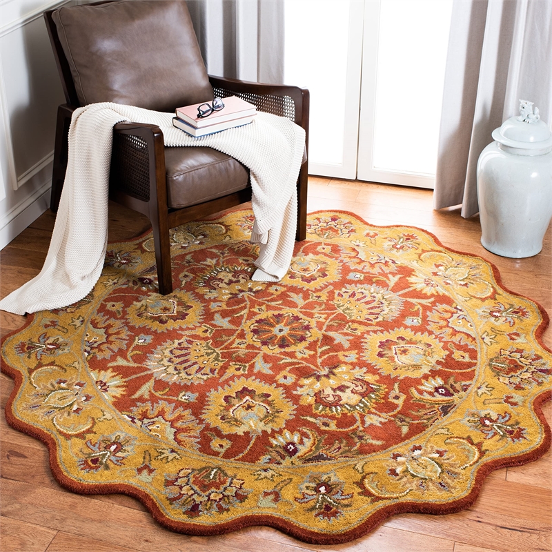 Safavieh Heritage 9' X 12' Hand Tufted Wool Rug in Red and Natural