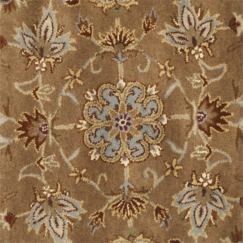 Safavieh Heritage 6' Round Hand Tufted Wool Rug in Beige and Blue