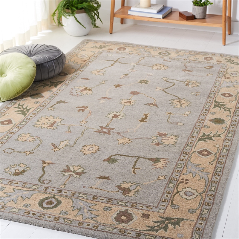 Safavieh Heritage 3' X 5' Hand Tufted Wool Pile Rug in Beige and Gray