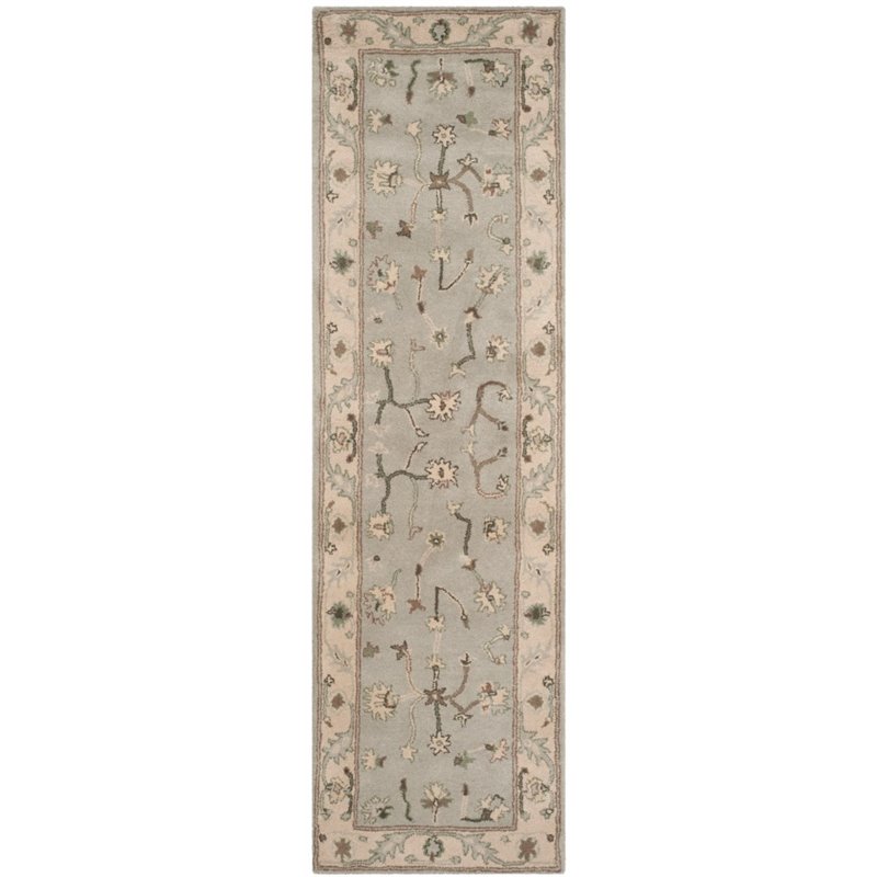 Safavieh Heritage 6' Round Hand Tufted Wool Rug in Beige and Gray