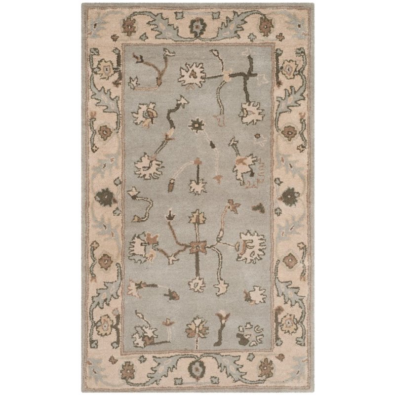 Safavieh Heritage 6' Round Hand Tufted Wool Rug in Beige and Gray