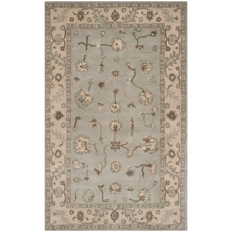 Safavieh Heritage 6' Round Hand Tufted Wool Rug in Beige and Gray