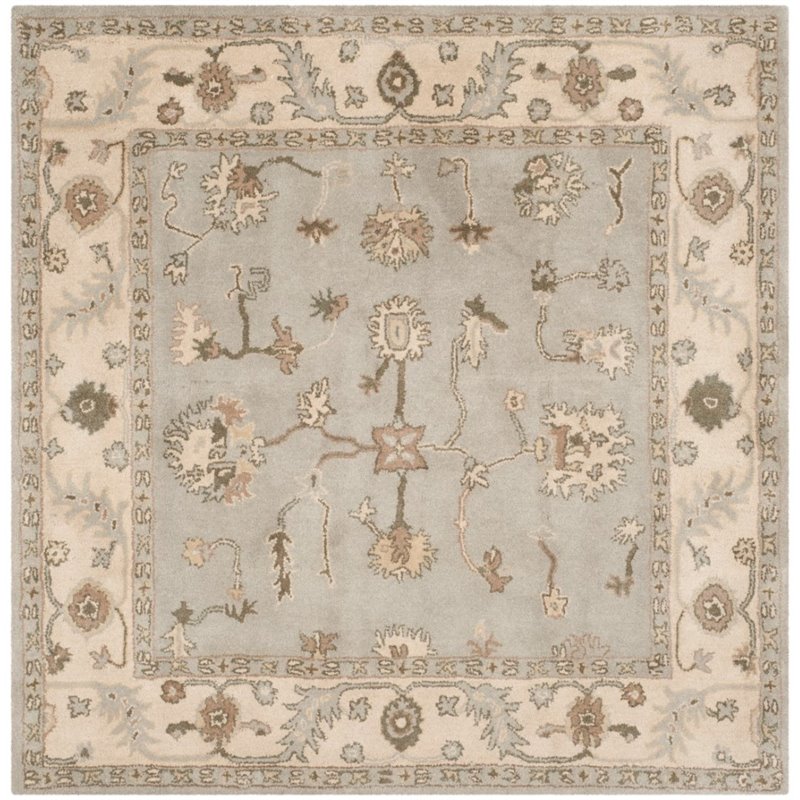 Safavieh Heritage 6' Round Hand Tufted Wool Rug in Beige and Gray