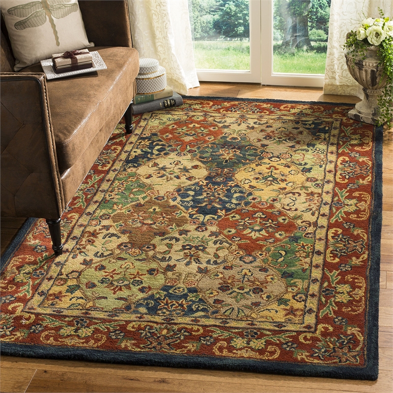 Safavieh Heritage 8' X 10' Hand Tufted Wool Pile Rug in and Burgundy