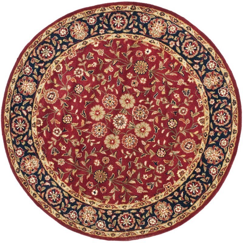 Safavieh Heritage 8' Round Hand Tufted Wool Rug in Red and Navy Cymax Business