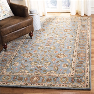 Safavieh Heritage 8' Square Hand Tufted Wool Rug in Blue and Blue