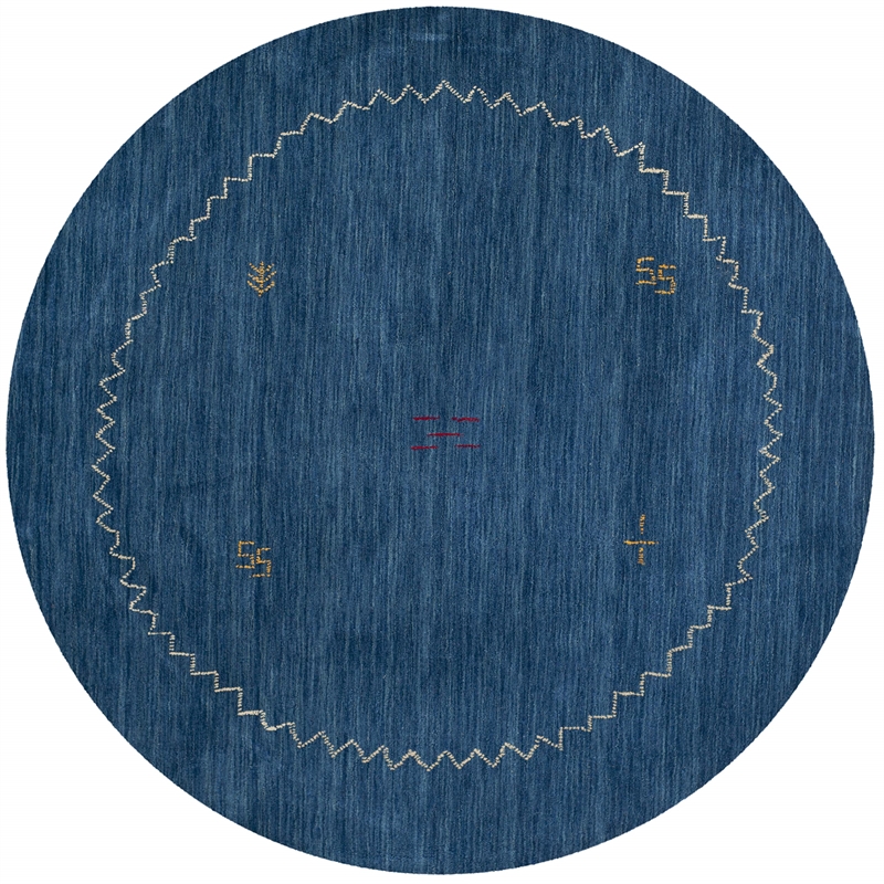 Safavieh Himalaya 8' Round Hand Loomed Wool Pile Rug in Blue