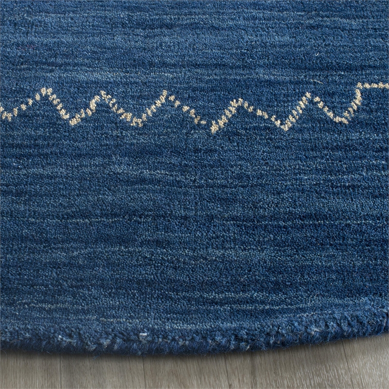 Safavieh Himalaya 8' Round Hand Loomed Wool Pile Rug in Blue