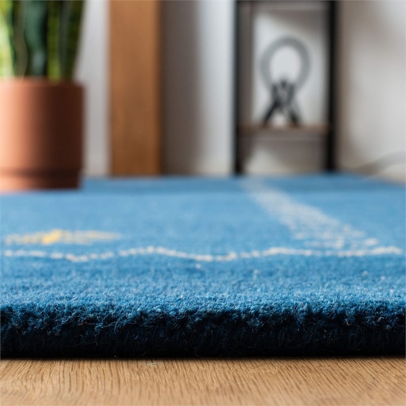 Safavieh Himalaya 8' Square Hand Loomed Wool Pile Rug in Blue