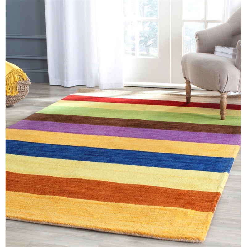 Safavieh Himalaya 6' Square Hand Loomed Wool Pile Rug in Yellow
