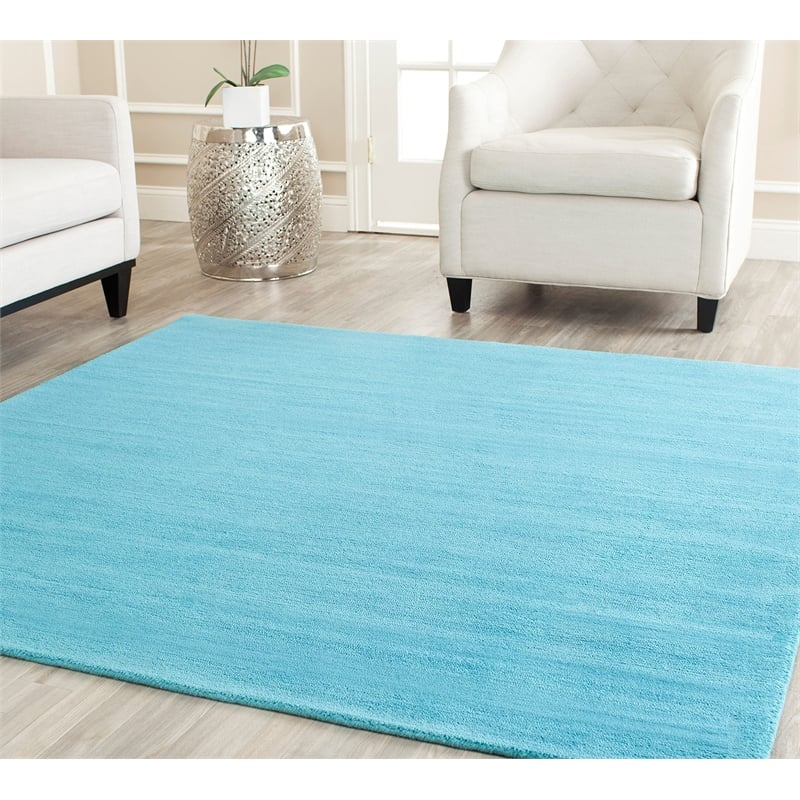 Safavieh Himalaya 4' Square Hand Loomed Wool Rug in Turquoise
