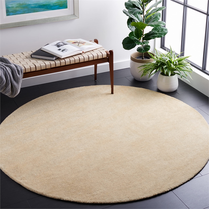 Safavieh Himalaya 6' Round Hand Loomed Wool Pile Rug in Beige