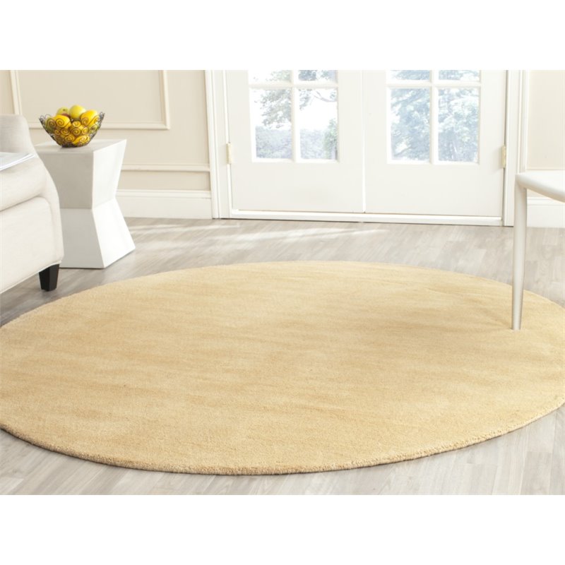 Safavieh Himalaya 8' Round Hand Loomed Wool Pile Rug in Beige