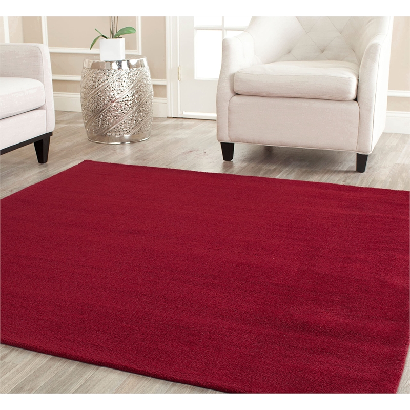 Safavieh Himalaya 4' Square Hand Loomed Wool Pile Rug in Red