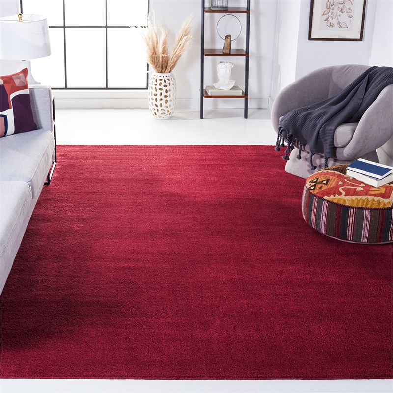 Safavieh Himalaya 8' Square Hand Loomed Wool Pile Rug in Red