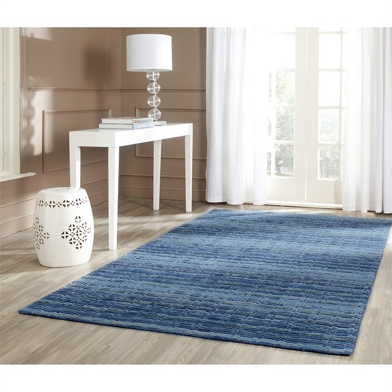 Safavieh Himalaya 6' Square Hand Loomed Wool Pile Rug in Blue