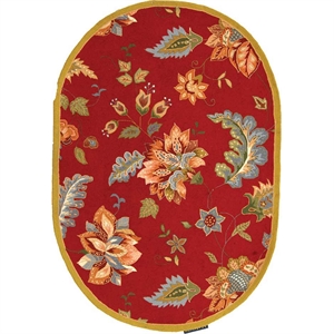 Safavieh Chelsea 7'6&quot X 9'6&quot Oval Hand Hooked Wool Pile Rug in Red