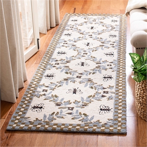 Safavieh Chelsea 2'6&quot X 10' Hand Hooked Wool Rug in Ivory and Blue