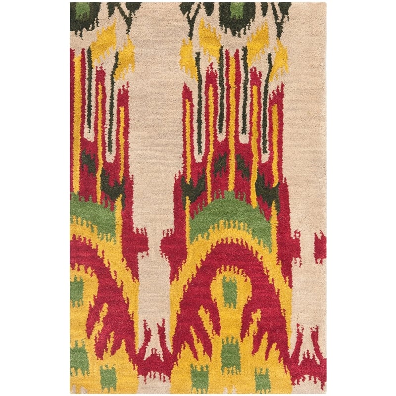 Safavieh Ikat 2' X 3' Hand Tufted Wool Pile Rug in Olive and Gold