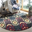 Safavieh Ikat 6' Round Hand Tufted Wool Rug in Beige and Blue