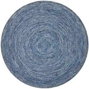 Safavieh Ikat 4' Round Hand Tufted Wool Pile Rug in Dark Blue