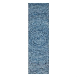 Safavieh Ikat 4' Square Hand Tufted Wool Pile Rug in Dark Blue
