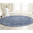 Safavieh Ikat 8' Round Hand Tufted Wool Pile Rug in Dark Blue