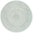 Safavieh Ikat 4' Round Hand Tufted Wool Rug in Ivory and Blue
