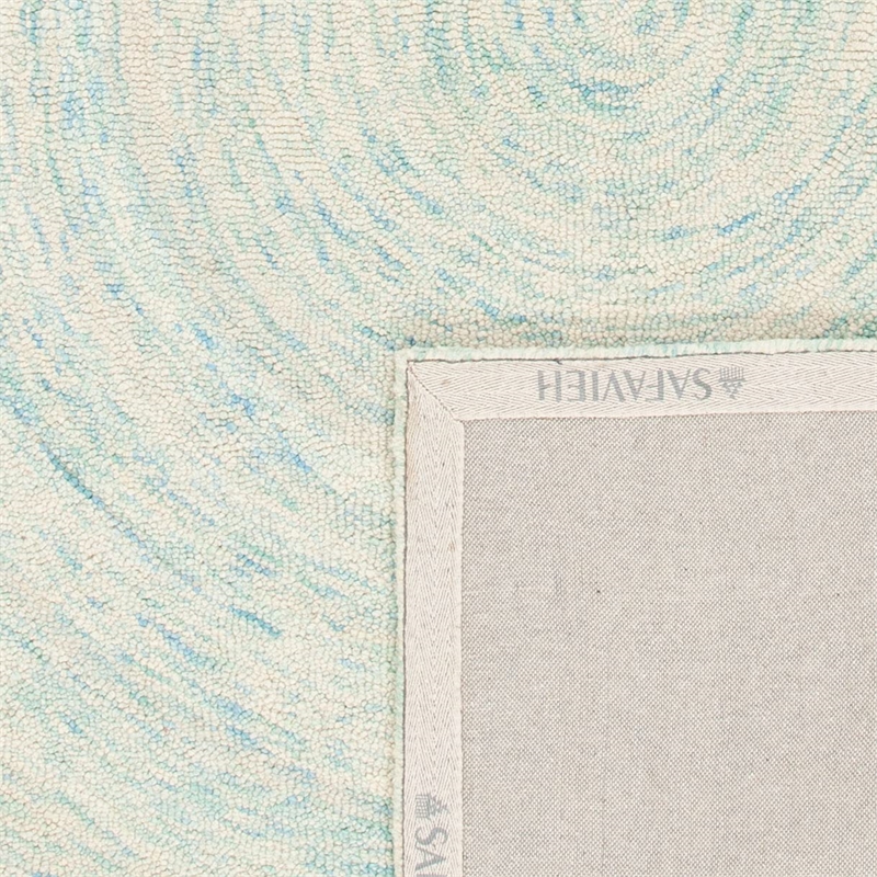 Safavieh Ikat 8' Square Hand Tufted Wool Rug in Ivory and Blue