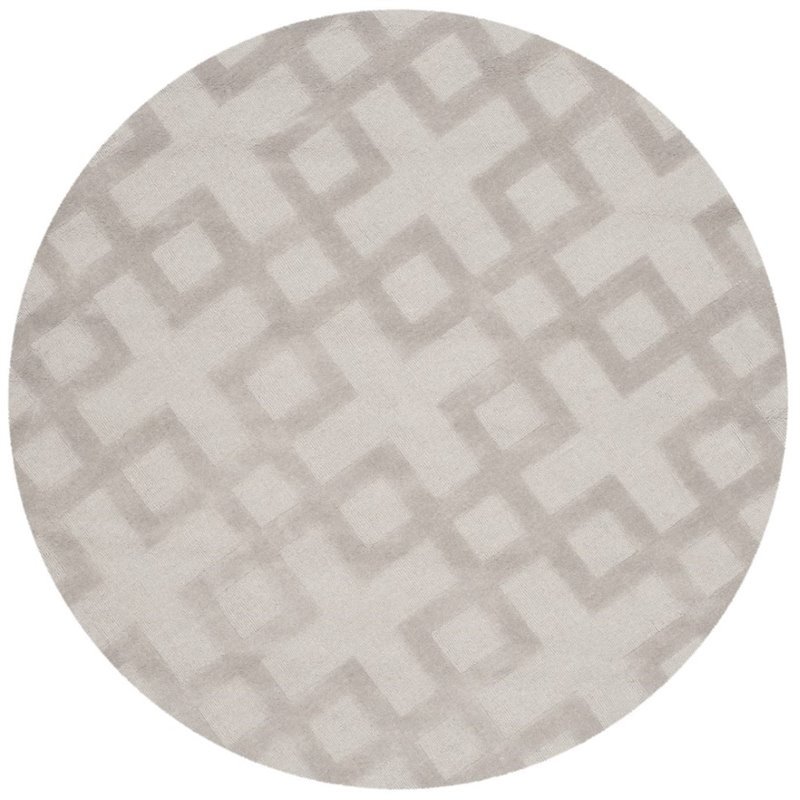 Safavieh Impressions 5' Round Hand Loomed Wool Rug in Gray